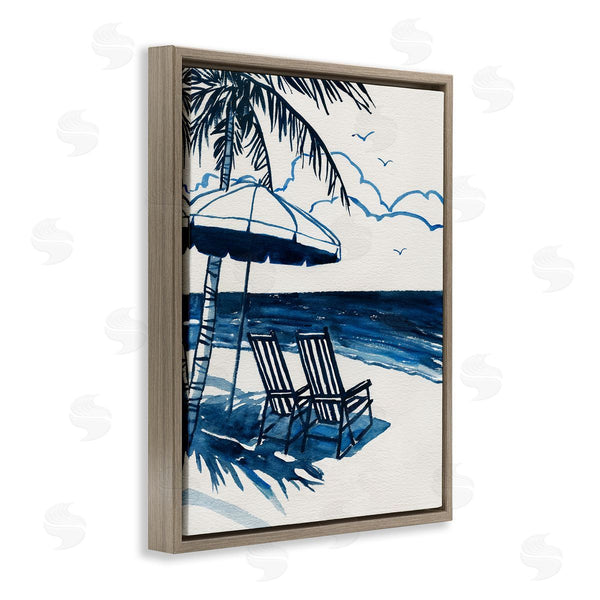 Stupell Industries Carol Robinson | Blue Toned Tropical Beach Scene
