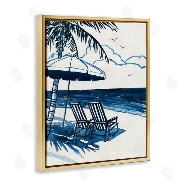 Stupell Industries Carol Robinson | Blue Toned Tropical Beach Scene