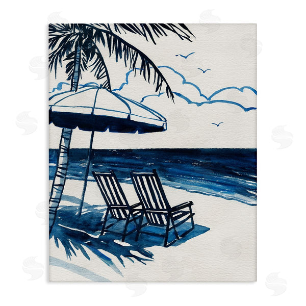 stupell industries Carol Robinson | Blue Toned Tropical Beach Scene