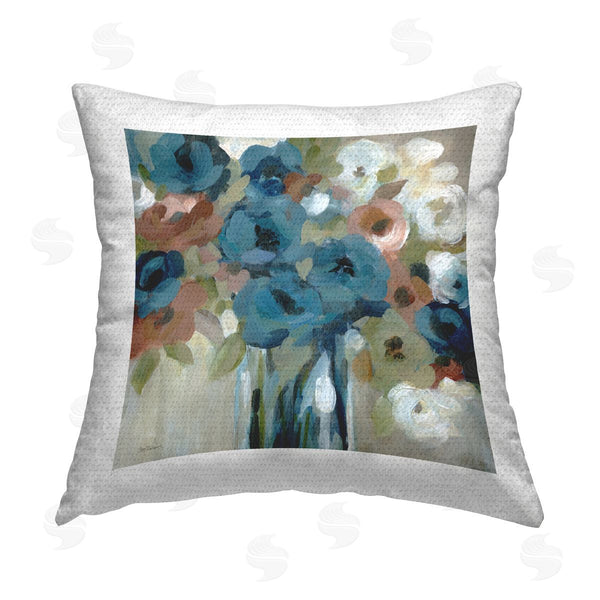Stupell Industries Carol Robinson | Bold Blue Blooms Printed Throw Pillow