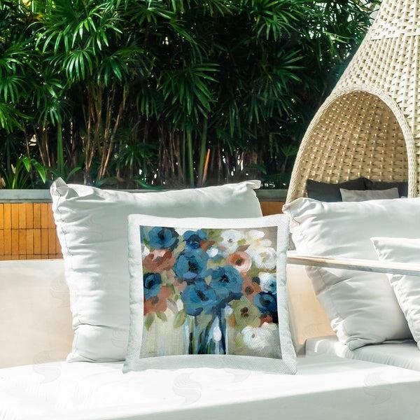Stupell Industries Carol Robinson | Bold Blue Blooms Printed Throw Pillow
