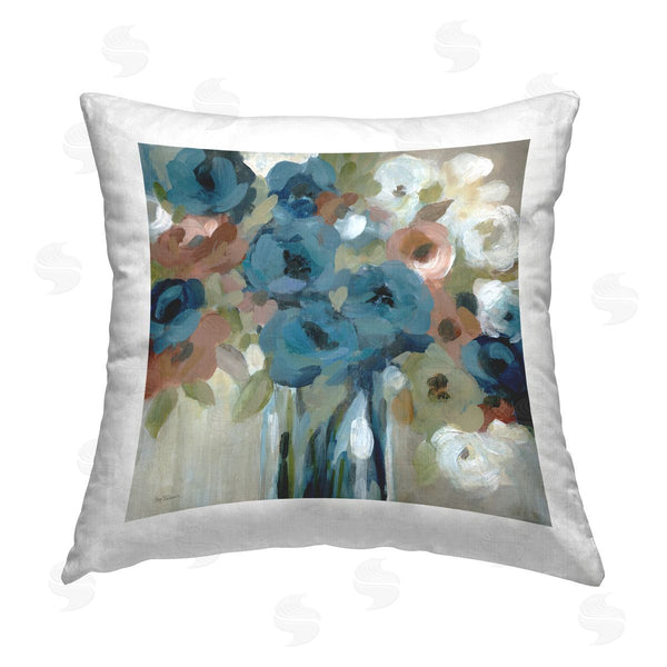 stupell industries Carol Robinson | Bold Blue Blooms Printed Throw Pillow