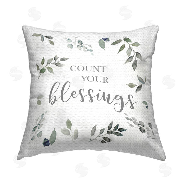 Stupell Industries Carol Robinson | Botanical Count Your Blessings Printed Throw Pillow