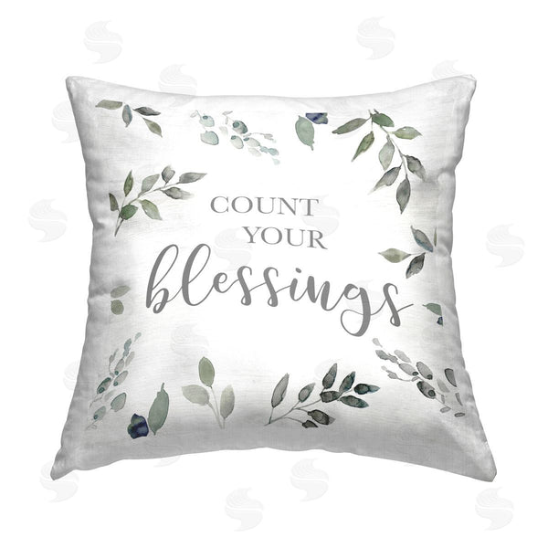 stupell industries Carol Robinson | Botanical Count Your Blessings Printed Throw Pillow