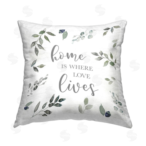stupell industries Carol Robinson | Botanical Sprigs Love Lives Printed Throw Pillow