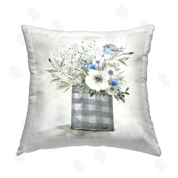 stupell industries Carol Robinson | Bouquet in Country Tin Printed Throw Pillow