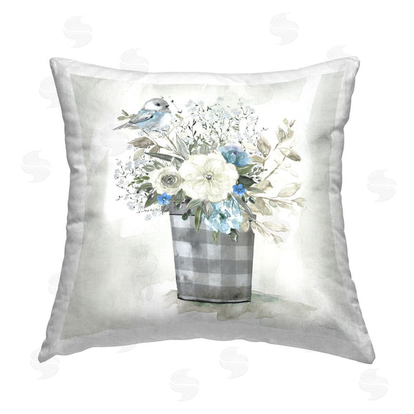 stupell industries Carol Robinson | Bouquet in Plaid Tin Printed Throw Pillow