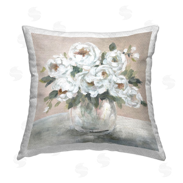 Stupell Industries Carol Robinson | Bouquet Of White Flowers Printed Throw Pillow