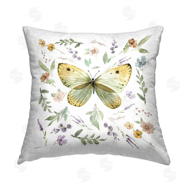 Stupell Industries Carol Robinson | Butterfly & Organic Plants Printed Throw Pillow