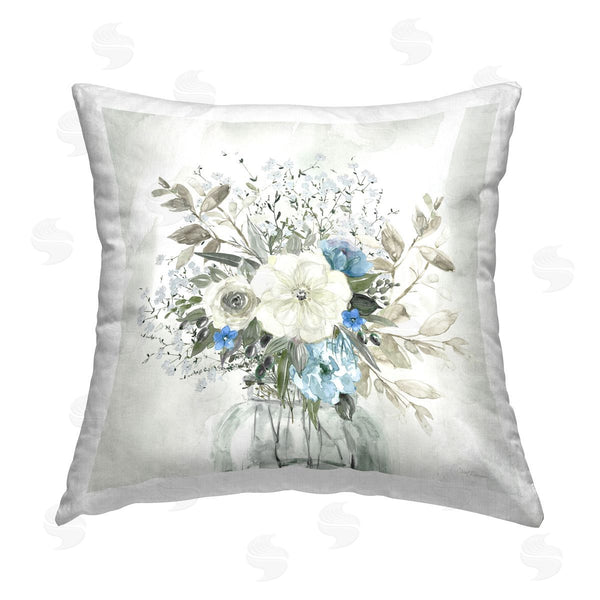 stupell industries Carol Robinson | Charming Blue Bouquet Printed Throw Pillow