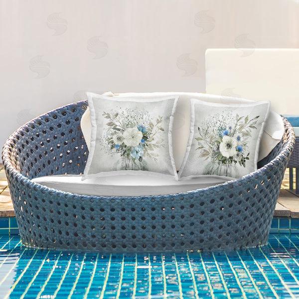 Stupell Industries Carol Robinson | Charming Botanical Blues Printed Throw Pillow Set