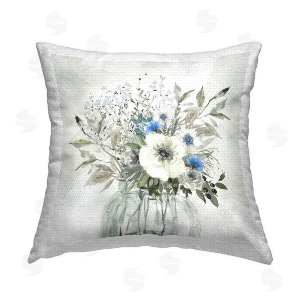 Stupell Industries Carol Robinson | Charming Country Blue Bouquet Printed Throw Pillow