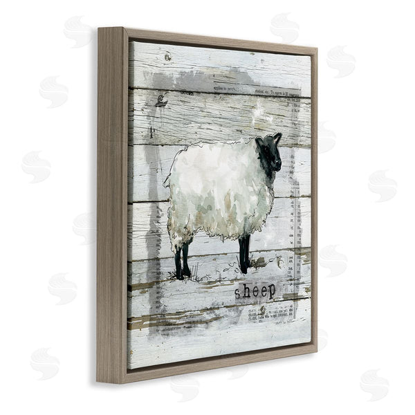 Stupell Industries Carol Robinson | Charming Country Sheep Book Collage Rustic Pattern Wall Art