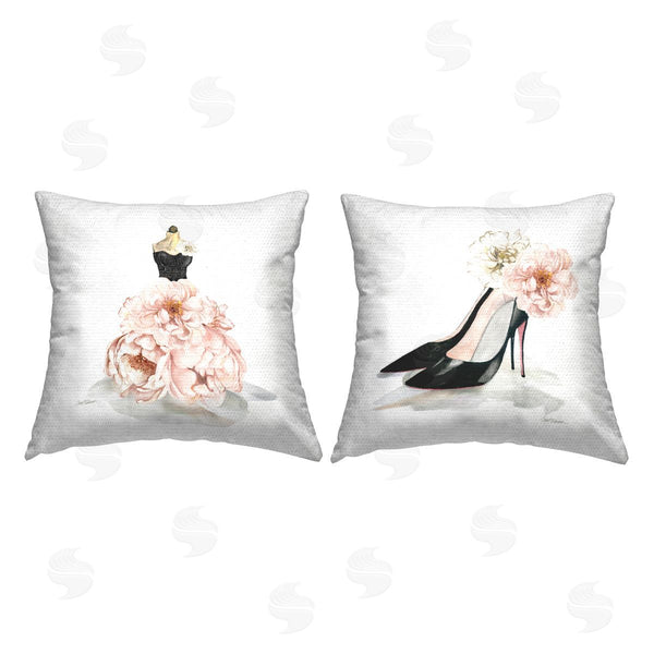 Stupell Industries Carol Robinson | Chic Pink Florals Women's Glam Fashion Printed Throw Pillow Set