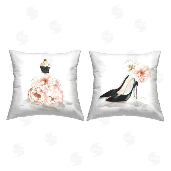 stupell industries Carol Robinson | Chic Pink Florals Women's Glam Fashion Printed Throw Pillow Set