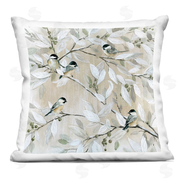 stupell industries Carol Robinson | Chickadee Birds on Tree Printed Throw Pillow