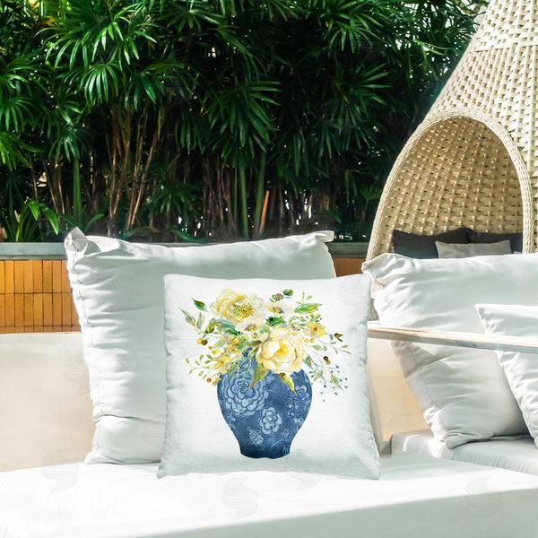 Stupell Industries Carol Robinson | Chinoiserie Vase Bouquet Printed Throw Pillow