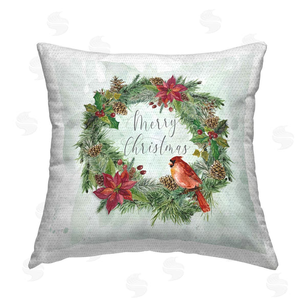 Stupell Industries Carol Robinson | Christmas Cardinal On Wreath Printed Throw Pillow