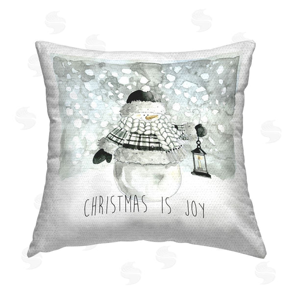 Stupell Industries Carol Robinson | Christmas Is Joy Snowman Printed Throw Pillow