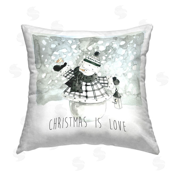stupell industries Carol Robinson | Christmas is Love Snowman Printed Throw Pillow