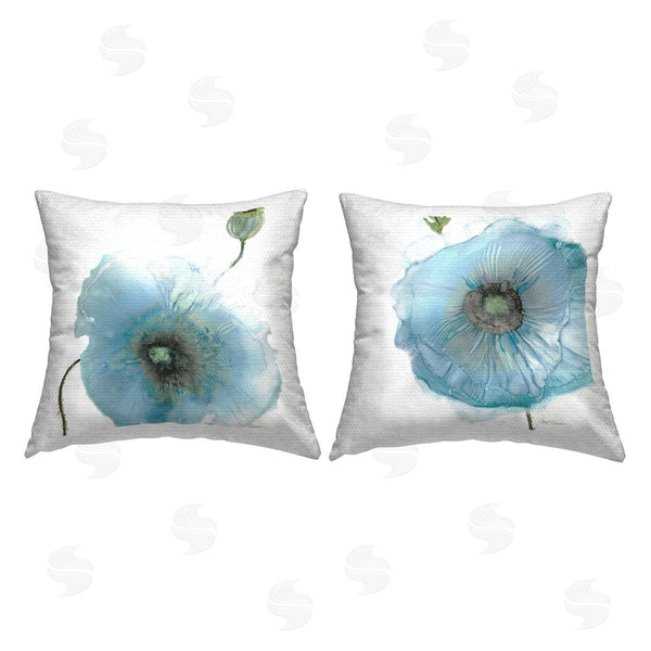 Stupell Industries Carol Robinson | Contemporary Blue Poppy Flowers Printed Throw Pillow Set