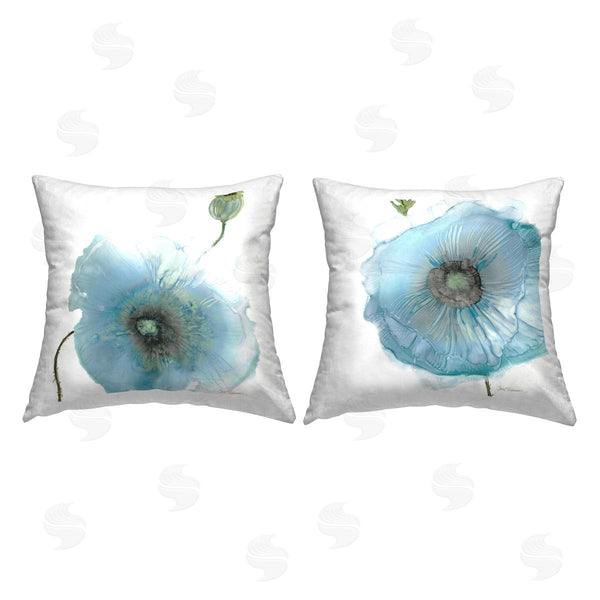 stupell industries Carol Robinson | Contemporary Blue Poppy Flowers Printed Throw Pillow Set