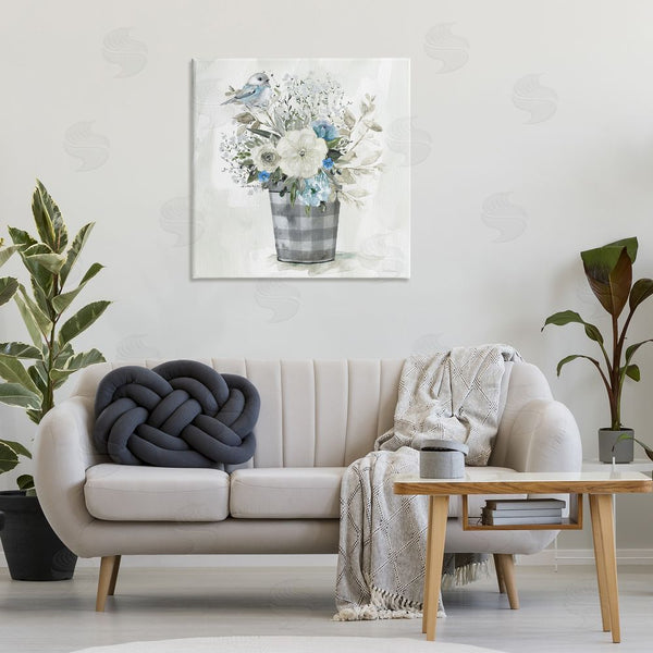 Stupell Industries Carol Robinson | Cottage Blooms Plaid Vase Wall Art