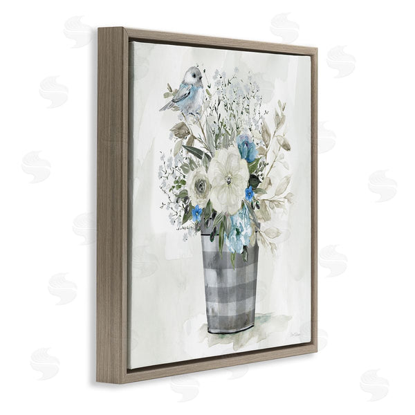 Stupell Industries Carol Robinson | Cottage Blooms Plaid Vase Wall Art