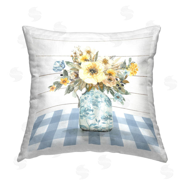 stupell industries Carol Robinson | Country Bouquet on Plaid Printed Throw Pillow