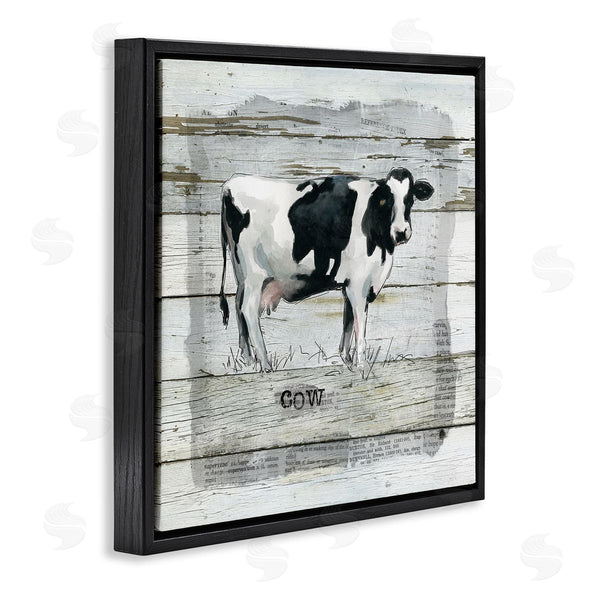Stupell Industries Carol Robinson | Country Dairy Cow Over Rustic Pattern Book Collage Wall Art