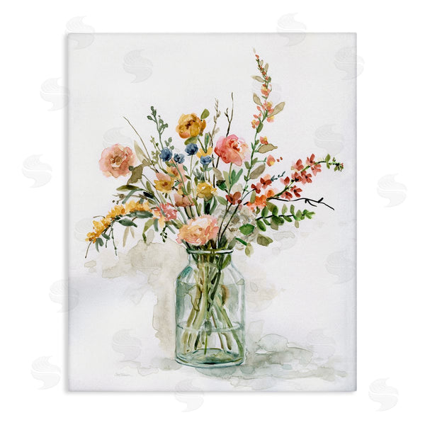 stupell industries Carol Robinson | Country Meadow Roses Floral Bouquet Watercolor Still Life Wall Art