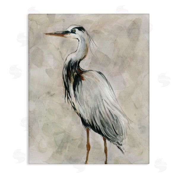 stupell industries Carol Robinson | Crane Bird Portrait Looking Left Neutral Watercolor Wall Art