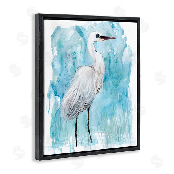Stupell Industries Carol Robinson | Crane Bird Still Life Abstract Blue Water Marsh Wall Art