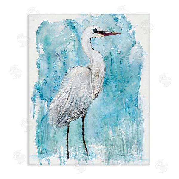 stupell industries Carol Robinson | Crane Bird Still Life Abstract Blue Water Marsh Wall Art