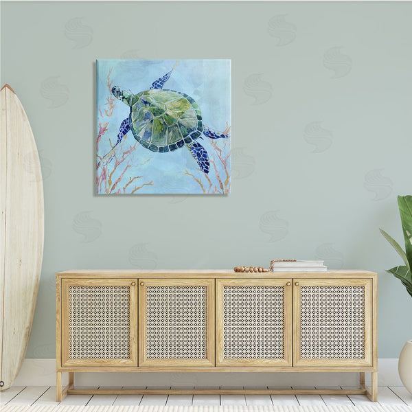 Stupell Industries Carol Robinson | Deep Sea Aquatic Tortoise Orange Kelp Water Turtle Wall Art