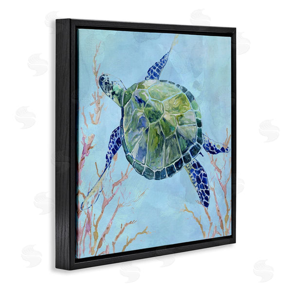 Stupell Industries Carol Robinson | Deep Sea Aquatic Tortoise Orange Kelp Water Turtle Wall Art