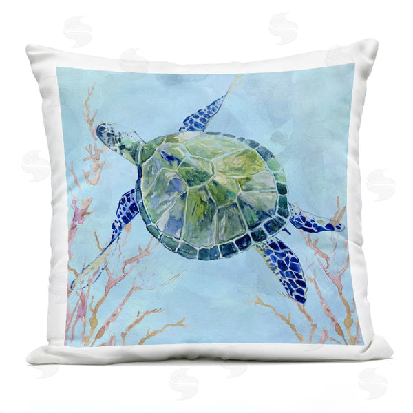 Stupell Industries Carol Robinson | Deep Sea Tortoise Printed Throw Pillow
