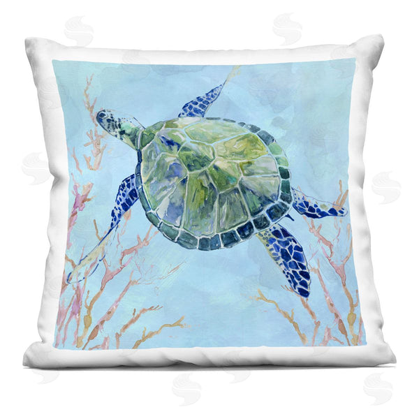 stupell industries Carol Robinson | Deep Sea Tortoise Printed Throw Pillow