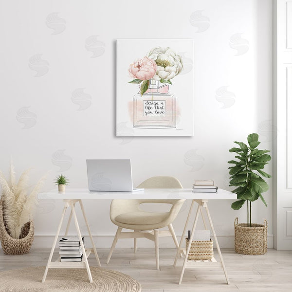 Stupell Industries Carol Robinson | Design Life You Love Sentiment Pink Floral Perfume Wall Art