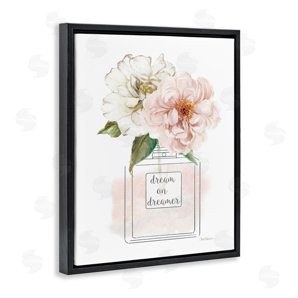 Stupell Industries Carol Robinson | Dream On Dreamer Phrase Pink Florals Perfume Bottle Wall Art