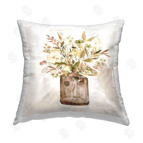 stupell industries Carol Robinson | Earth Tone Bouquet Printed Throw Pillow