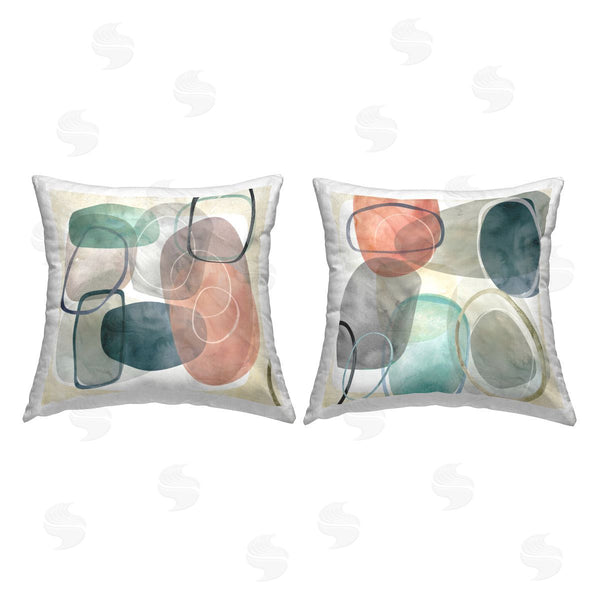 stupell industries Carol Robinson | Earth Tone Obliques Printed Throw Pillow Set