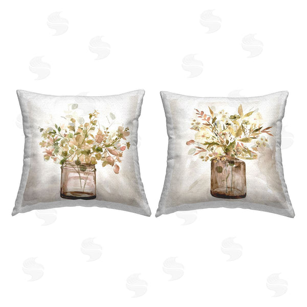 Stupell Industries Carol Robinson | Earthy Garden Bouquets Printed Throw Pillow Set