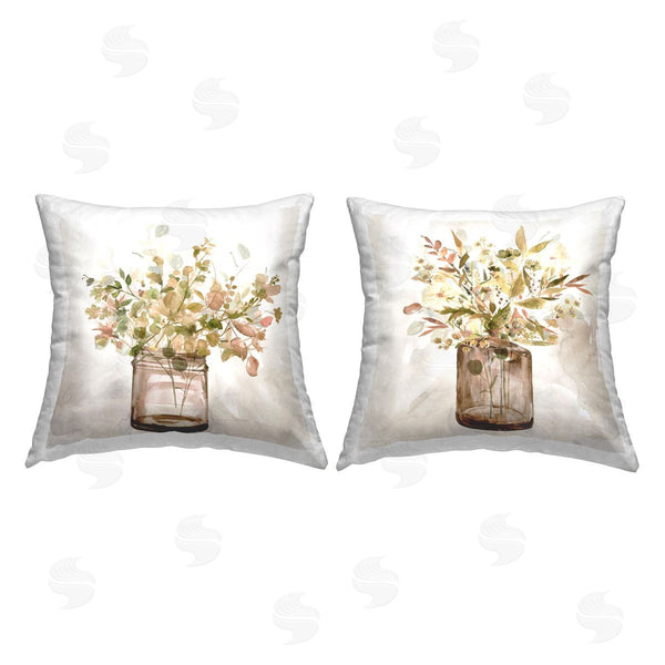 stupell industries Carol Robinson | Earthy Garden Bouquets Printed Throw Pillow Set