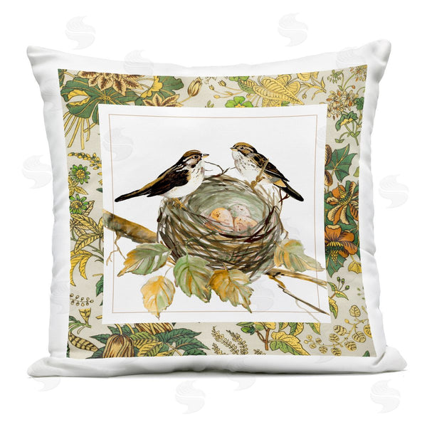 Stupell Industries Carol Robinson | Easter Nest Birds Perched Printed Throw Pillow