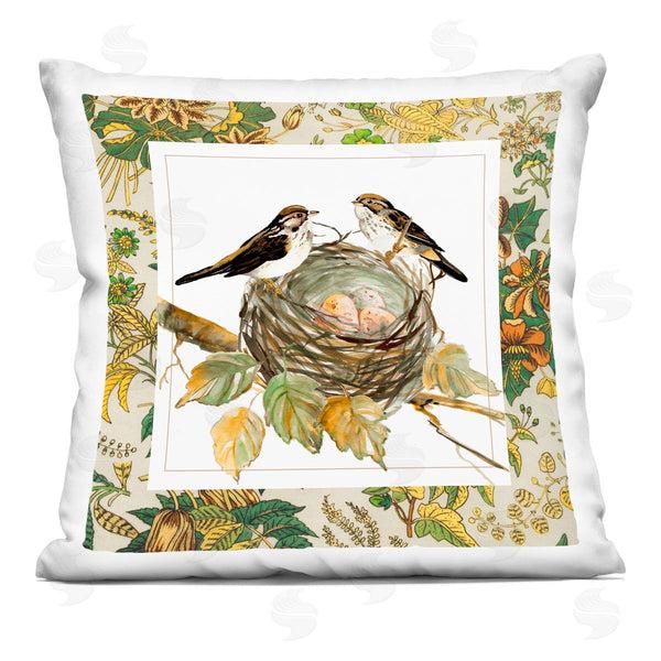 stupell industries Carol Robinson | Easter Nest Birds Perched Printed Throw Pillow