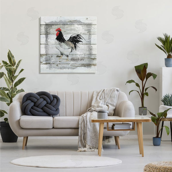 Stupell Industries Carol Robinson | Farm Country Rooster Rustic Pattern Book Collage Wall Art