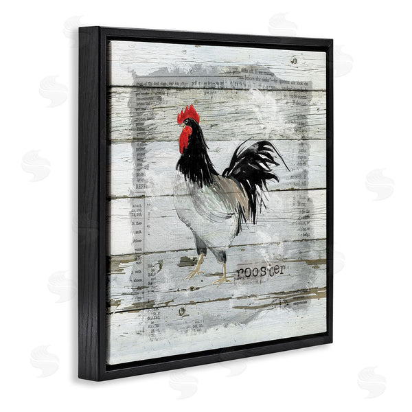 Stupell Industries Carol Robinson | Farm Country Rooster Rustic Pattern Book Collage Wall Art
