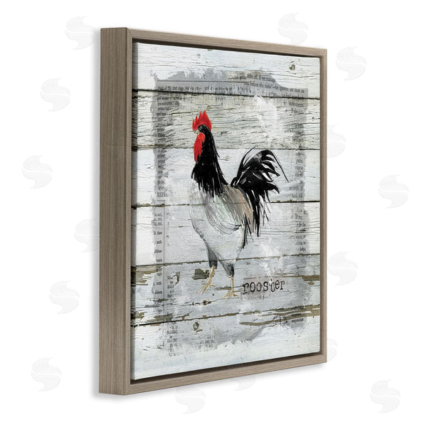 Stupell Industries Carol Robinson | Farm Country Rooster Rustic Pattern Book Collage Wall Art
