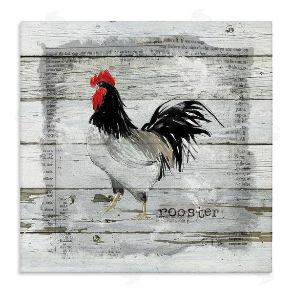 stupell industries Carol Robinson | Farm Country Rooster Rustic Pattern Book Collage Wall Art
